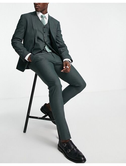 Noak 'Camden' skinny suit pants in forest green with two-way stretch