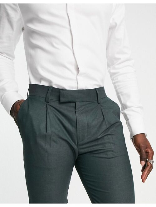 Noak 'Camden' skinny suit pants in forest green with two-way stretch