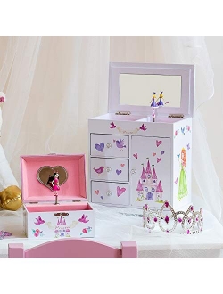Jewelkeeper Unicorn Musical Jewelry Box with 3 Pullout Drawers, Fairy Princess and Castle Design, Dance of the Sugar Plum Fairy Tune