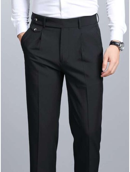 Shein Men Slant Pocket Fold Pleated Tailored Pants