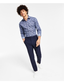 Men's Solid Skinny Fit Wrinkle-Resistant Wool Suit Separate Pant, Created for Macy's