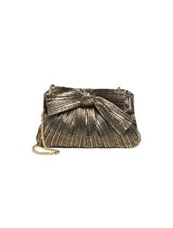 Women's Mini Pleated Frame Clutch with Bow
