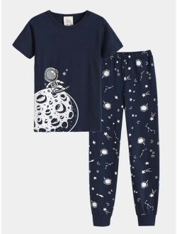 Boys Astronaut & Star Print Snug Fit PJ Set