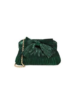 Women's Mini Pleated Frame Clutch with Bow