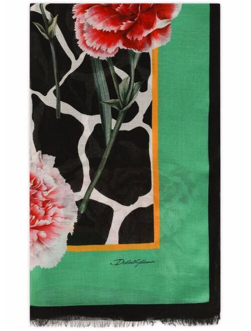 Dolce & Gabbana large floral giraffe-print scarf
