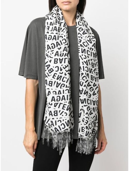 Balenciaga logo-print silk scarf