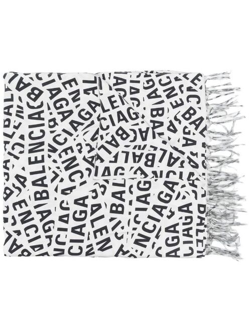 Balenciaga logo-print silk scarf