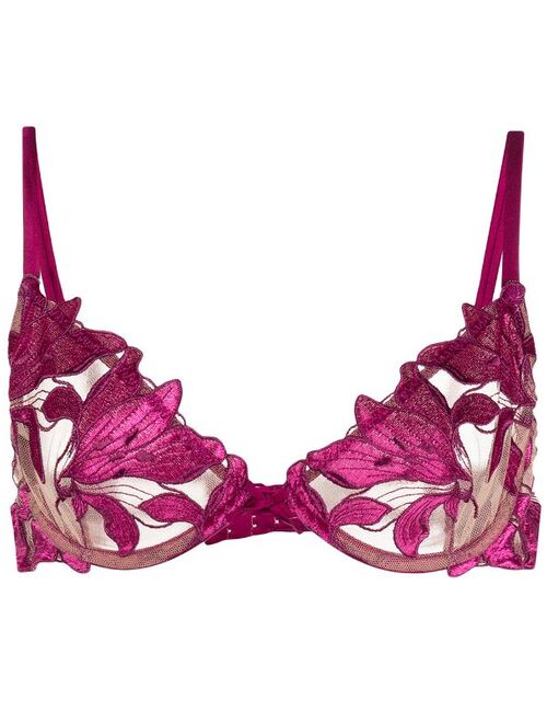Fleur Du Mal Lily velvet embroidery bra