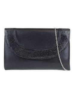 Girly Handbags Womens Glitter Flat Diamante Clutch Bag