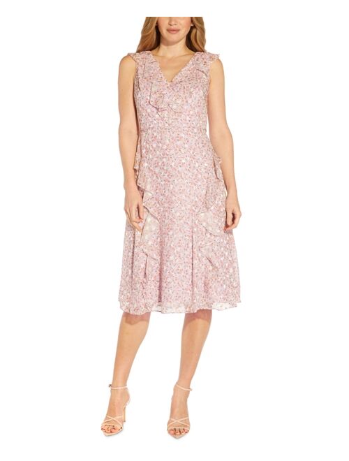 Adrianna Papell Ruffled Floral-Print Fit & Flare Dress