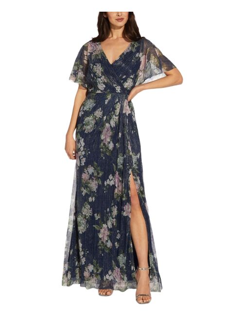Adrianna Papell Women's Printed Pleated Gown