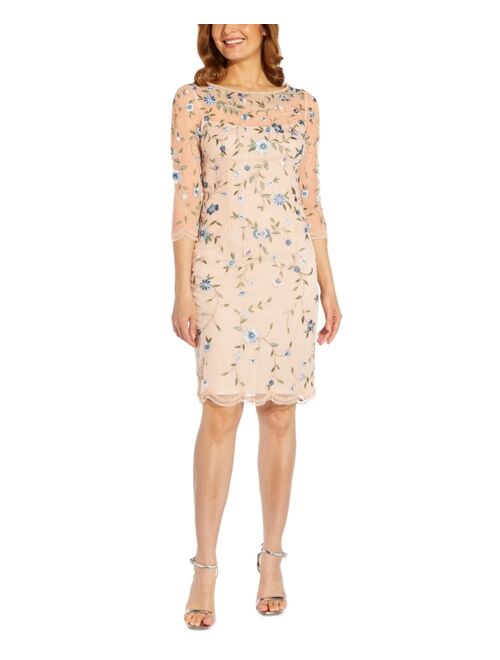 Adrianna Papell Women's Embroidered Beaded Sheath Dress