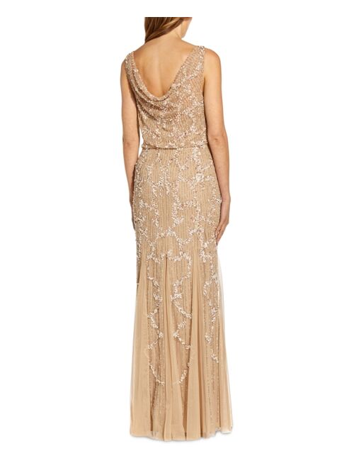 Adrianna Papell Embellished Cowl-Back Gown