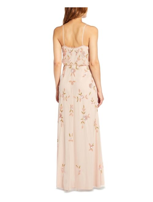 Adrianna Papell Women's Floral-Beaded Blouson Gown
