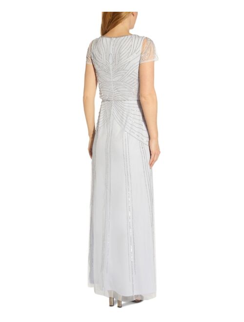 Adrianna Papell Blouson Beaded Gown