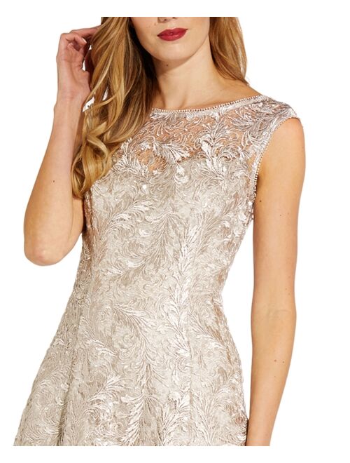 Adrianna Papell Embroidered A-Line Dress