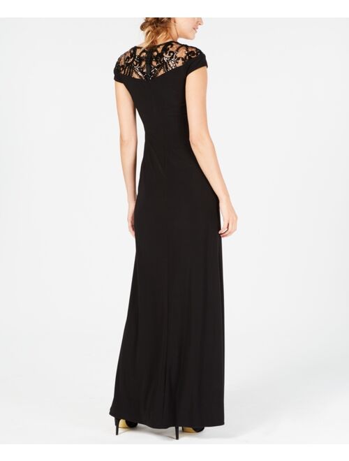 Adrianna Papell Adrianna Women's Papell Sequin Embellished Illusion-Lace Gown
