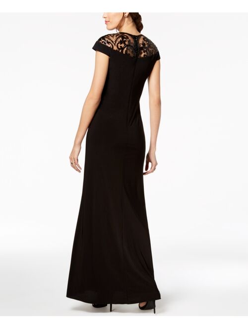 Adrianna Papell Adrianna Women's Papell Sequin Embellished Illusion-Lace Gown