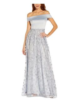 Off-The-Shoulder Embroidered Gown