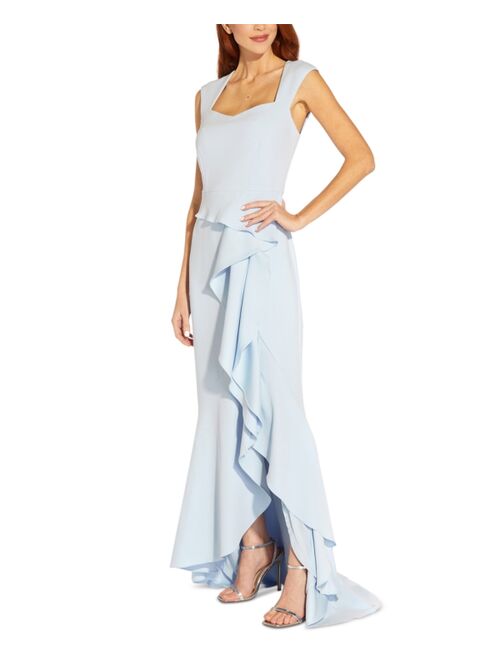 Adrianna Papell Ruffled Back-Cutout Gown
