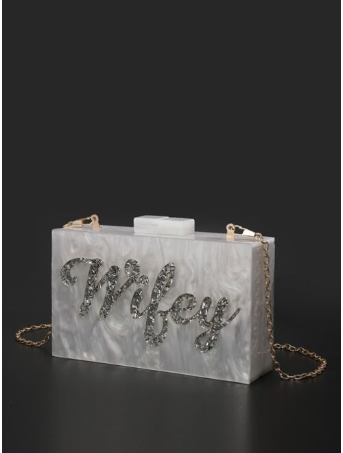 Shein Letter Graphic Chain Box Bag