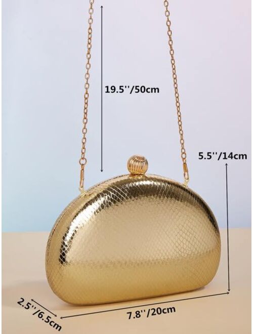 Shein Mini Metallic Snakeskin Embossed Box Bag