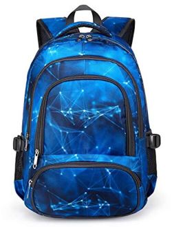 BLUEFAIRY Boys Backpack for Kids Elementary School Bags Kindergarten Middle School Bookbags Lightweight Durable Girls Gift (Stars,Blue)