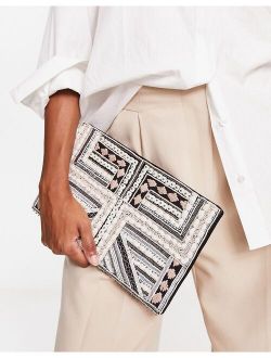 beaded clutch in natural mix