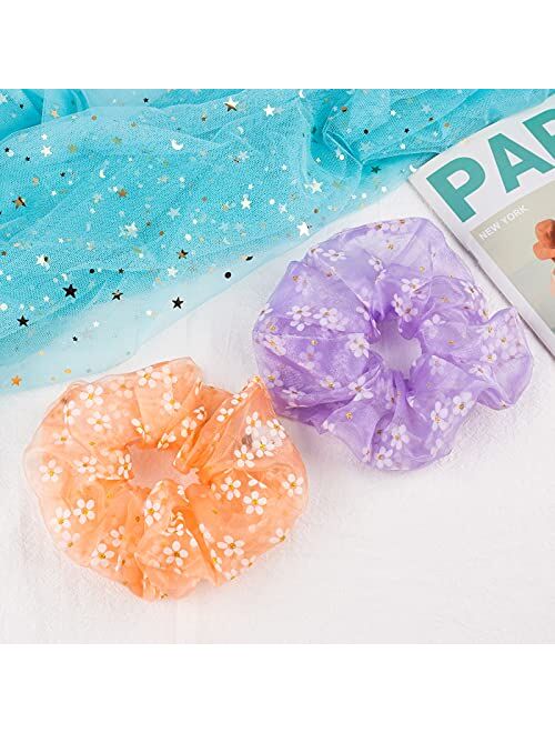 Pozilan 8 Pcs LED Scrunchies for Women - Led Glow Hair Bands, Light Up Hair Scrunchy for Girls, Colorful Yarn Hair Tie Multi Light Modes, Glow in the Dark Hair Accessorie