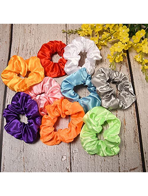 Eptbsdu 9 Pcs LED Light Hair Scrunchies for Women Girls, Light Up Satin Elastic Bands Hair Tie Ropes with 3 Light Modes, Soft Luminous Silk Scrunchy Bands for Halloween C