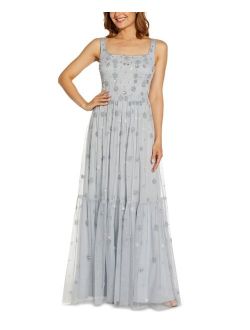 Square-Neck Beaded Boho Gown