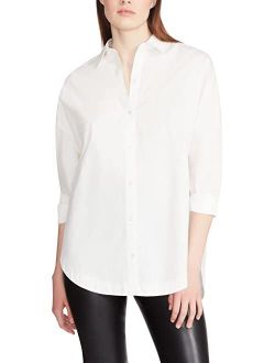 BB Dakota by Steve Madden Poppy White Cotton Long Sleeve Shirt