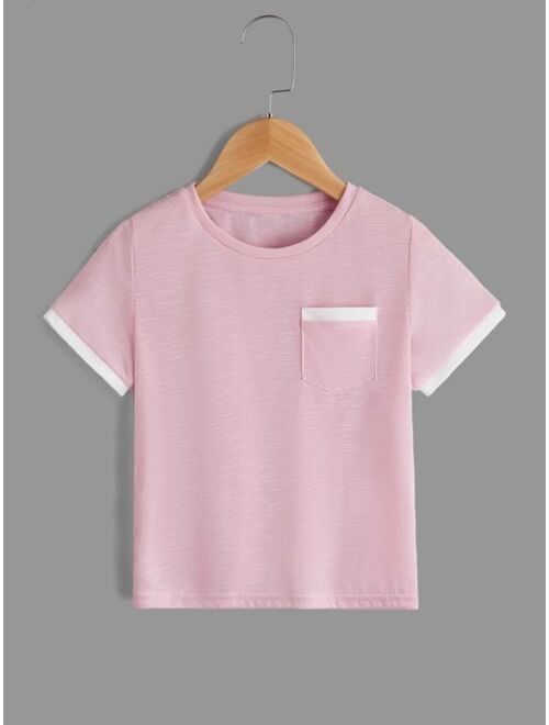 SHEIN Toddler Boys Pocket Patched Tee