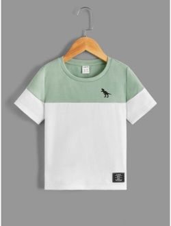Toddler Boys Dinosaur Print Letter Patched Detail Tee