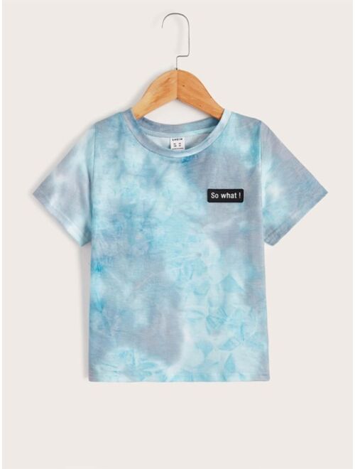 SHEIN Toddler Boys Tie Dye Patched Tee