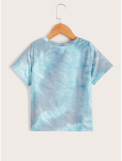 SHEIN Toddler Boys Tie Dye Patched Tee