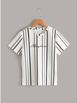 Boys Striped Letter Graphic Tee