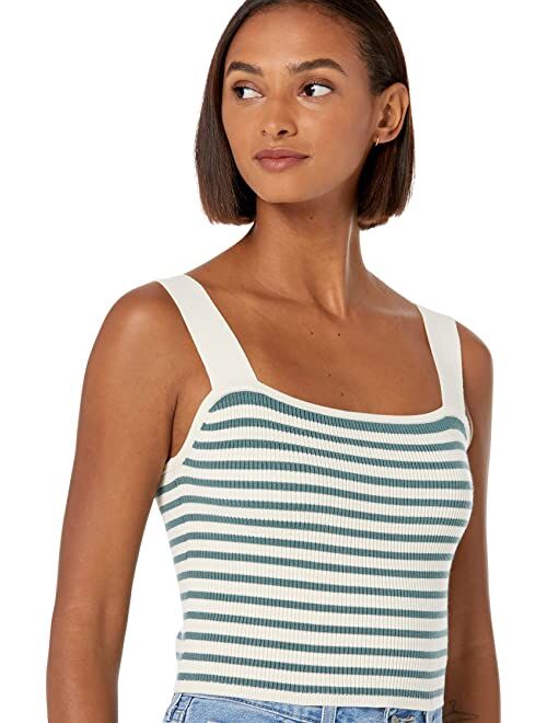 Madewell Dearing Square-Neck Crop Sweater Tank in Stripe