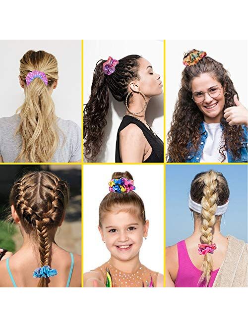 OCATO 24Pcs Hair Scrunchies for Girls Shiny Metallic Scrunchies Cute Elastic Hair Bands Scrunchy Hair Ties Ponytail Holder for Girls Women Hair Accessories with a Gift Ba
