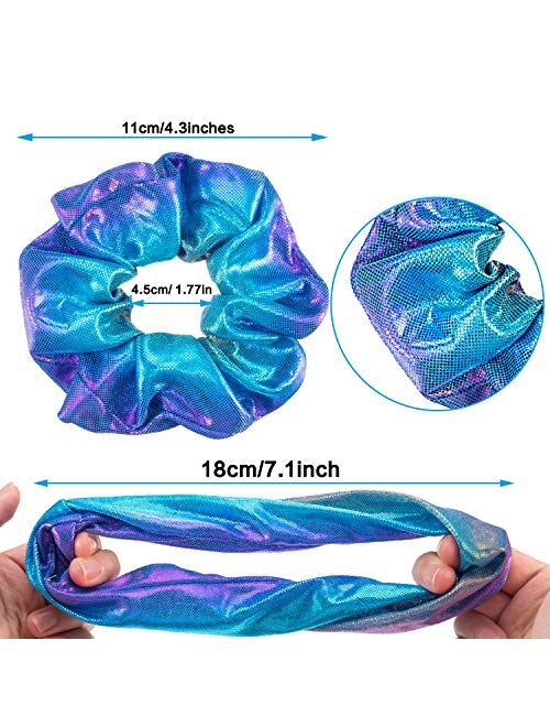 Tatuo 24 Pieces Shiny Metallic Scrunchies Hair Scrunchies Elastic Hair Bands Scrunchy Hair Ties Ropes for Women or Girls Hair Accessories, Large (Rainbow Colors)
