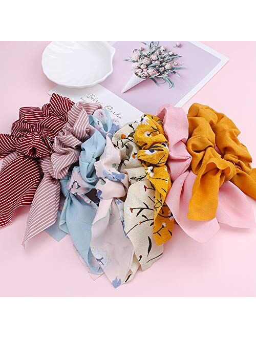 ACO-UINT 20 Pack Hair Scrunchies for Women, Adorable Bow Scrunchies for Thick Hair, Bunny Ear Scrunchies Hair Ties Hair Accessories Elastic Scrunchies with Bow for Girls