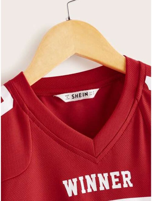 SHEIN Boys Short Sleeve Varsity Basketball Jersey