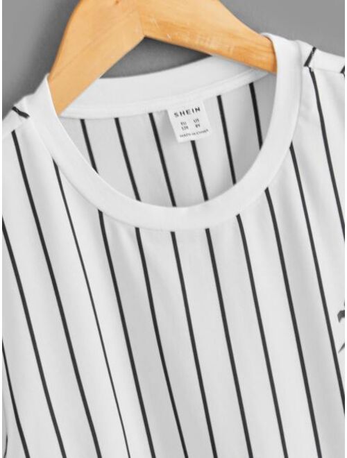 SHEIN Boys Letter Graphic Striped Tee