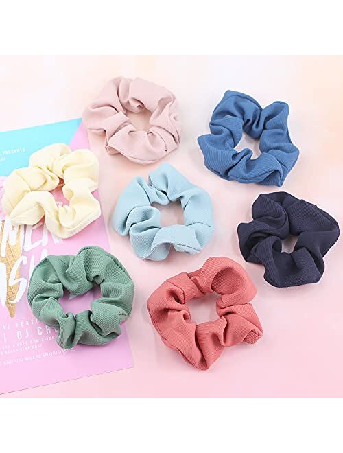 IVARYSS Cute Hair Scrunchies for Girls and Women, 12 PCS Premium Twill Fabric Scrunchy, Soft Elastic Bands Ponytail Holder Hair Accessories