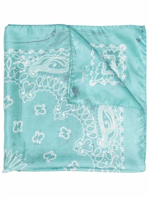 Golden Goose paisley embroidered silk scarf