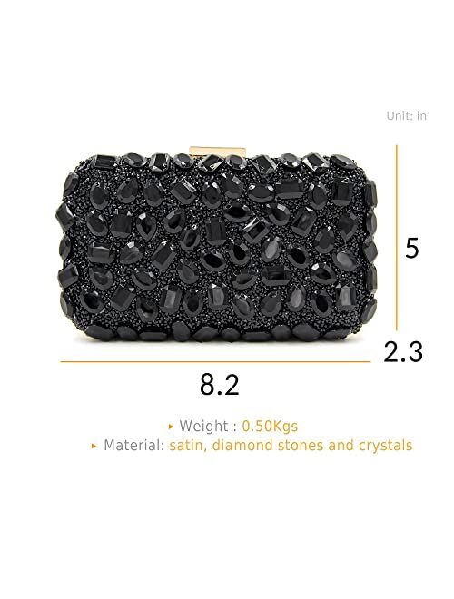 Milisente Clutch Purses For Women, Crystal Clutches Evening Bags Gemstone Clutch Purse For Wedding Party