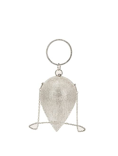 LETODE Diamond Tassel Ball Shape Clutch Purse Party Handbag Rhinestone Ring Handle Evening Bag