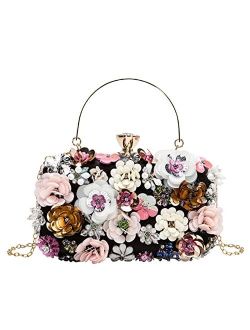 Flower Clutch Purse Evening Bag for Women Formal Party Handbag Chain Strap Shoulder Bag