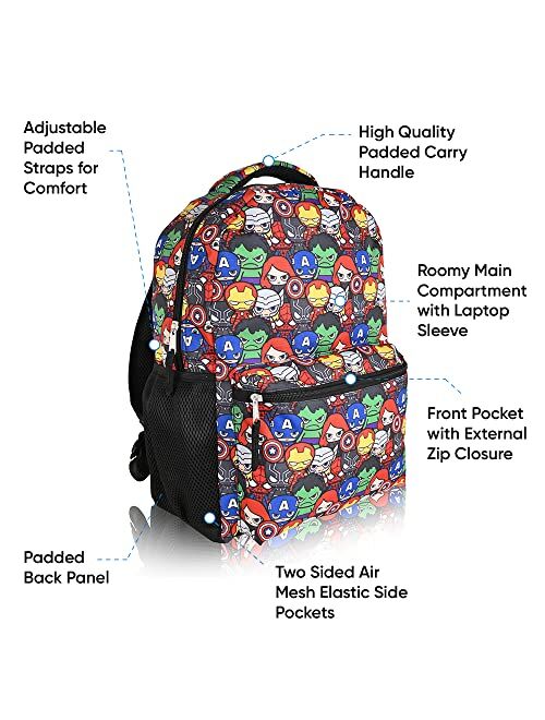 Marvel Kawaii Backpack | Avengers School Backpacks | Officially Licenced Marvel Bookbag for Boys & Girls