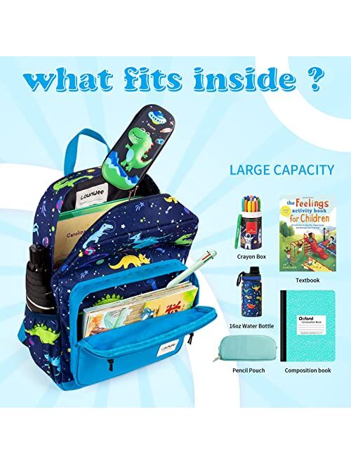 Lounwee Kids Backpack for Boys Girls: Cute Waterproof Dinosaur Toddler Bookbag for Preschool Kindergarten Daycare